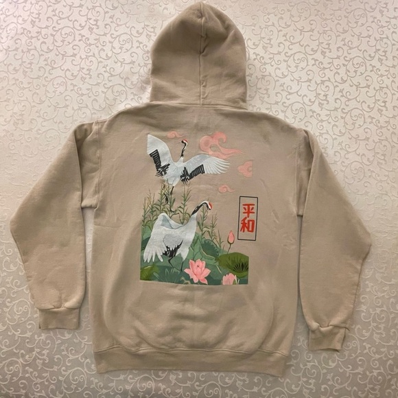 Artist Union Unisex Hoodie With Japanese Cranes NWOT - Picture 14 of 16